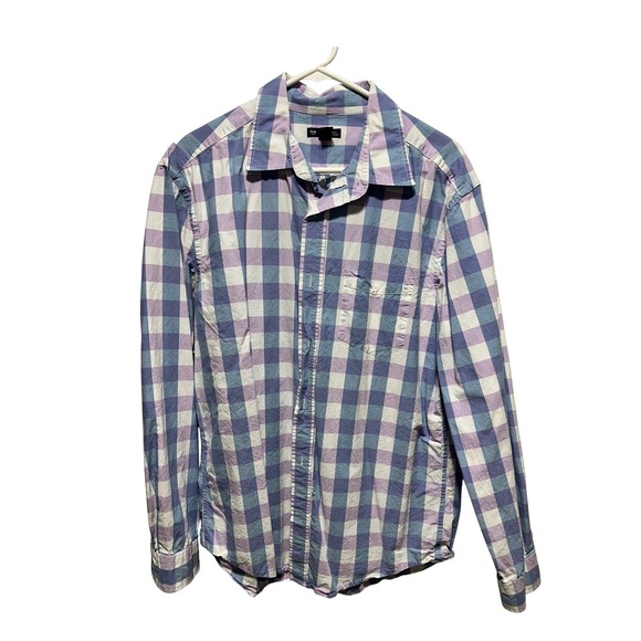 GAP Other - Gap Mens Classic Fit Long Sleeve Button Down Plaid Shirt Purple Blue